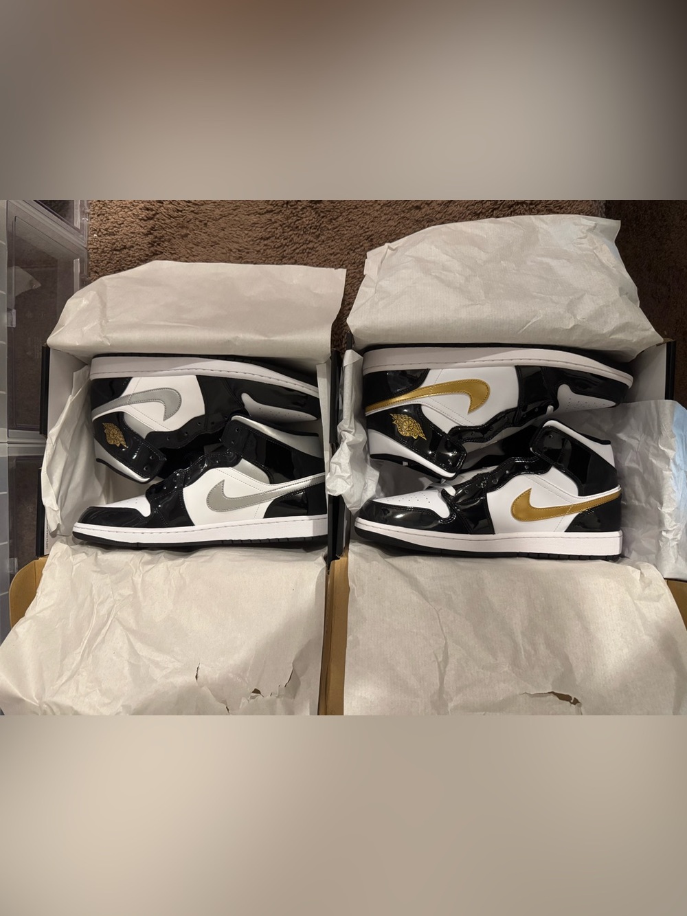 Air Jordan 1 Mid SE 2 Pair Metallic Silver & Gold Size 13
